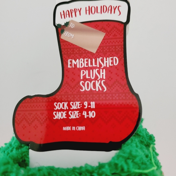 2/$15 Happy Holidays Embellished Plush Socks Snowman - Picture 3 of 4
